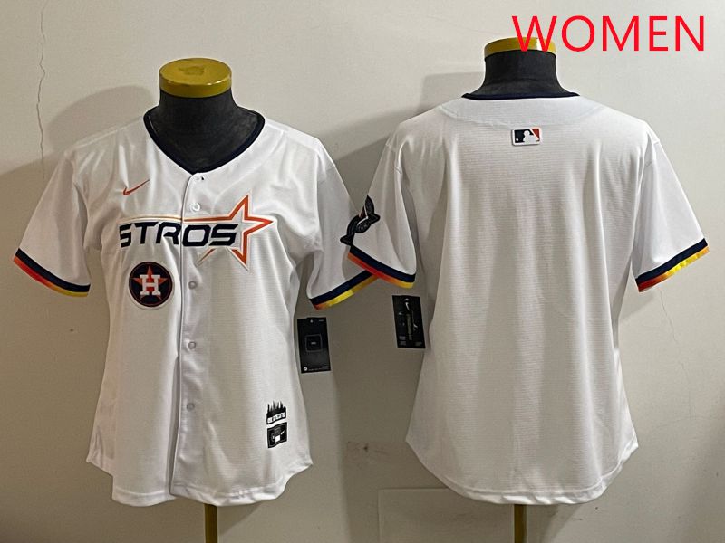 Women Houston Astros Blank White three generations Joint Name Nike 2025 MLB Jersey style 5